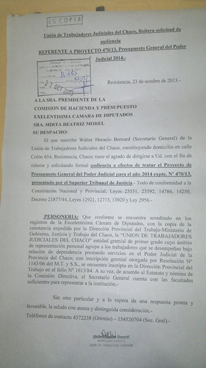 pedido audiencia a la comisión de hacienda